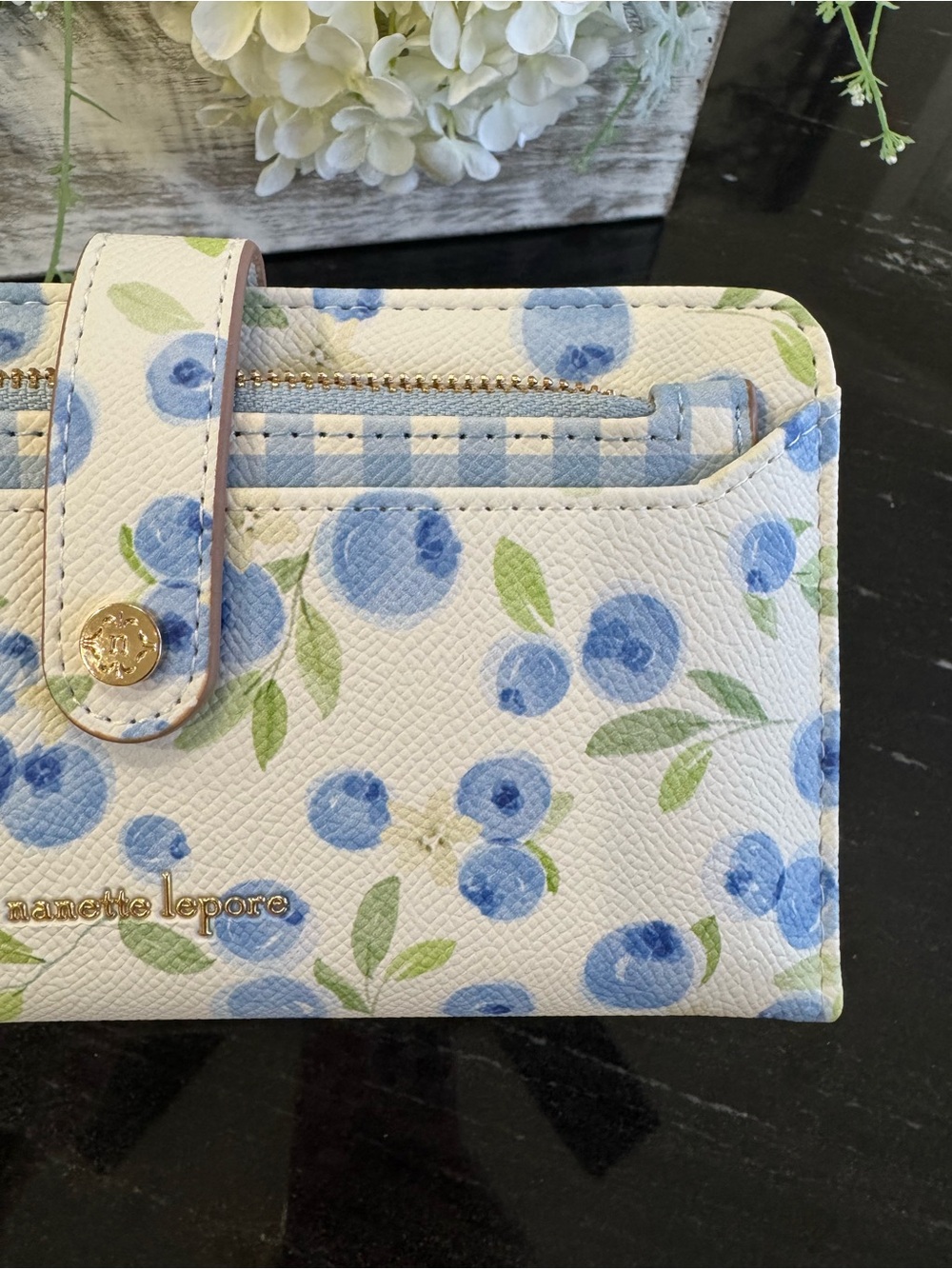 🍃🫐Nanette Lepore Lilli Wallets Blueberry Blooms and Blue Gingham - Picture 11 of 13